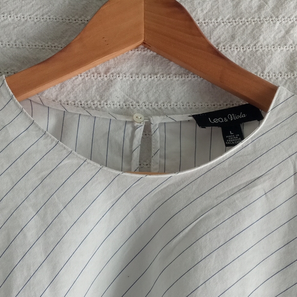 Lea & Viola Striped White Blouse - Picture 2 of 5
